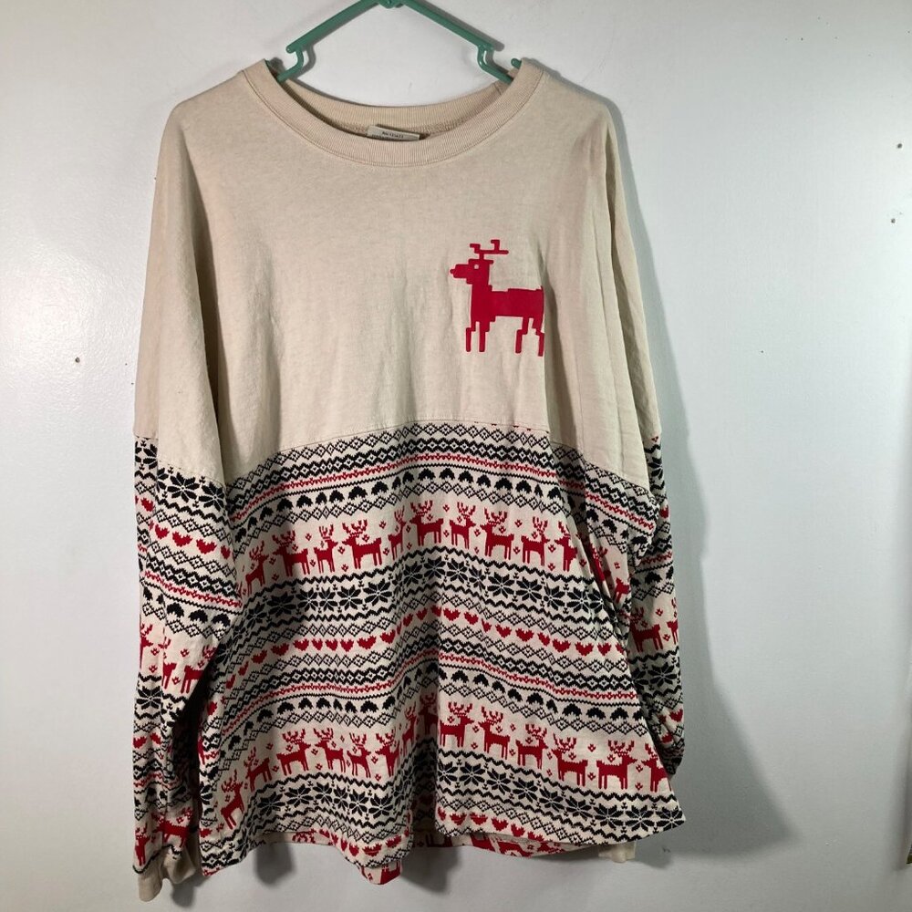 Womens Spirit Happy Holidays Biloxi Christmas Sweatshirt XL Fair Isle